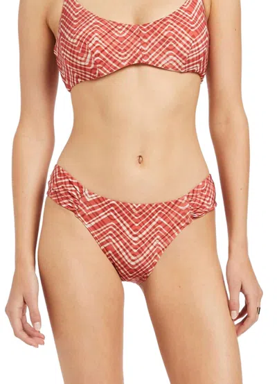 Jets Bonita Ruched Hipster Swim Bikini Bottom In Maple In Brown