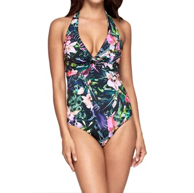 Jets D/dd Twist Front Halter One Piece Swimsuit In Australia Arcadia In Multi