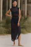 Jets Et Lure Ruched Sheer Mesh Midi Dress