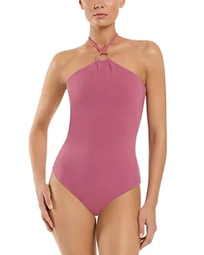 Jets High Halter One Piece Swimsuit In Mauve