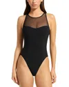 Jets High Neck One Piece Swimsuit In Black