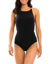 Jets Icon High Neck One Piece In Black In Black