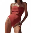 Jets Isla Rib Fold Down Bandeau One Piece In Russet In Brown