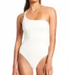Jets Isla Rib One Shoulder One Piece In White In White