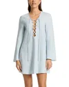 Jets Linen Tie Front Mini Cover-up Dress In Pebble