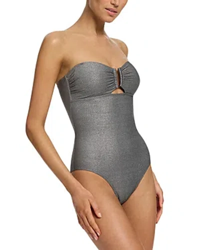 Jets Metallic Bandeau One Piece Swimsuit In Gray