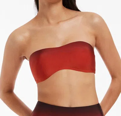 Jets Oia Sunset Minimal Bandeau Bikini Top In Burnt Orange In Brown
