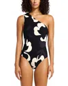 Jets One Shoulder One Piece Swimsuit In Black