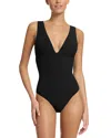 Jets Plunging Neck One Piece Swimsuit In Black