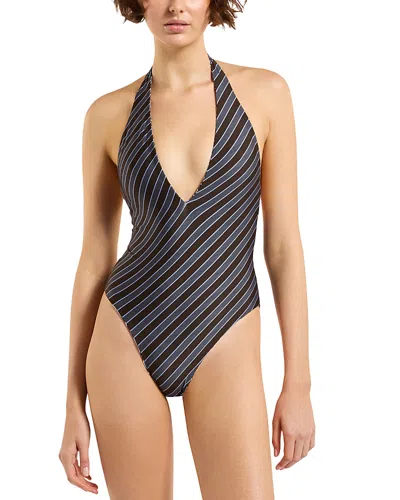 Jets Reversible Plunge Neck One Piece Swimsuit In Gray
