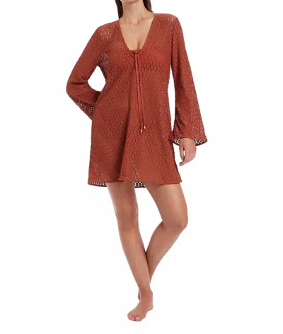 Jets Stretch Lace Kaftan Cover Up In Russet In Brown