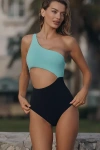 Jets Versa Rib One-shoulder One-piece Swimsuit In Multicolor