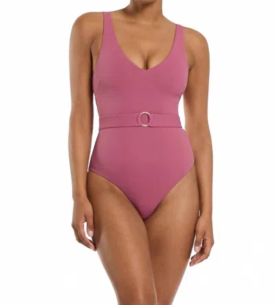 Jets Women's Isla Rib V Neck Belted One Piece In Mauve In Pink