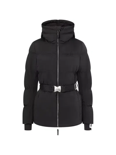 Jetset Dominique Belted Hooded Ski Jacket In Black