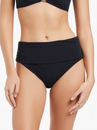 Jets Et Fold Down Swim Bikini Bottom In Black