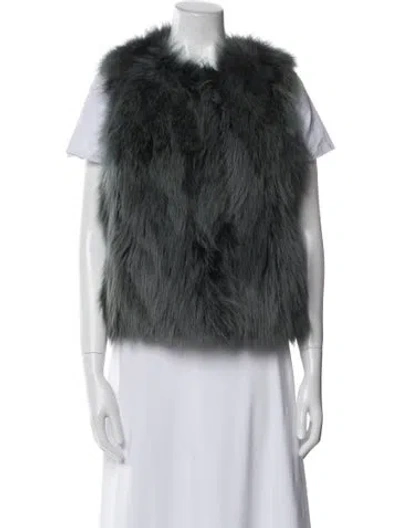 Pre-owned Jetset Fox Fur Jacket In Gray