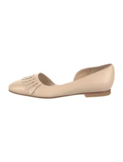 Pre-owned Jetset Leather D'orsay Flats In Neutral