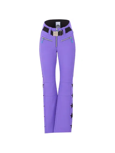 Jetset Star-patchwork Zip-cuff Ski Pants In Purple