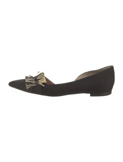 Pre-owned Jetset Suede D'orsay Flats In Black