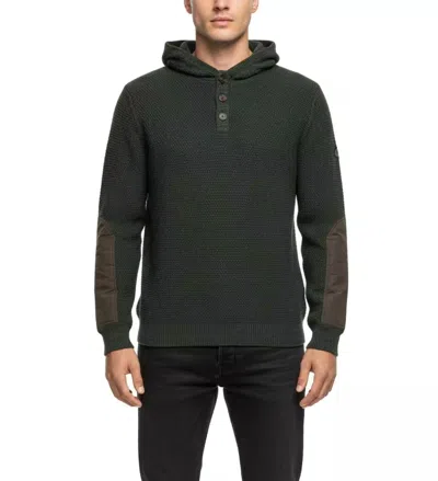 Jetty Barnacle Knit Hoodie In Olive In Green