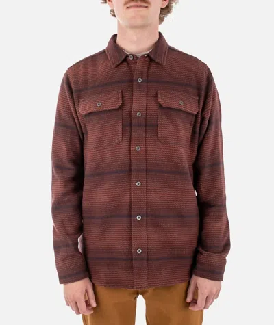 Jetty Horizon Flannel Shirt In Oxblood Black In Red