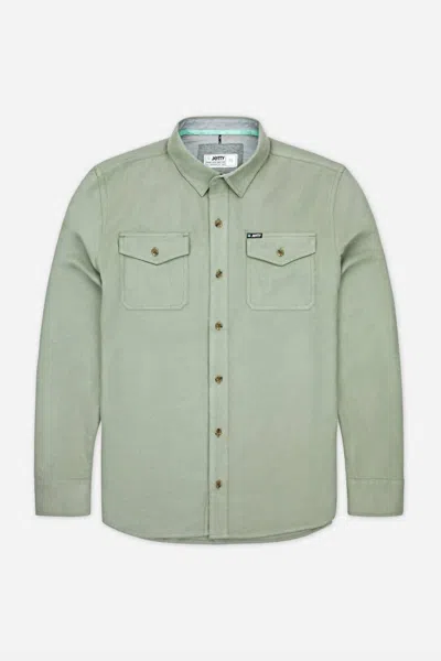 Jetty Men's Essex Twill Long Sleeve Woven Shirt In Agave In Gray