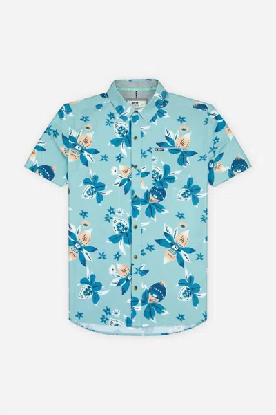 Jetty Men's Garwood 3 Short Sleeve Woven Top In Mint In Blue