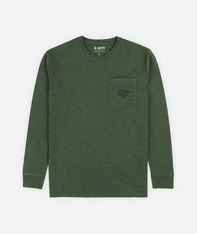 Jetty Men's Sedge Slub Long Sleeve Top In Olive In Green