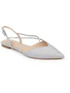 Jewel Badgley Mischka Alanna Womens Satin Slip-on Ballet Flats In Silver