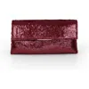 Jewel Badgley Mischka Angel Soft Faux Pony Hair Envelope Clutch In Red