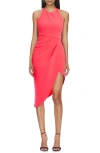 Jewel Badgley Mischka Asymmetric Halter Dress In Coral