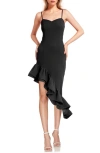 JEWEL BADGLEY MISCHKA JEWEL BADGLEY MISCHKA ASYMMETRIC RUFFLE HEM SLEEVELESS DRESS