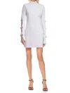 Jewel Badgley Mischka Beverly Long Sleeve Mock Neck Mini Dress In Ivory In White