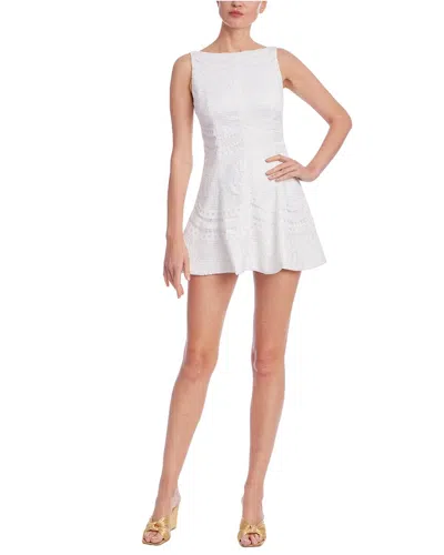 Jewel Badgley Mischka Boat Neck Fit & Flare Mini Dress In White