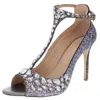 Jewel Badgley Mischka Conroy Womens Glitter Stilettos Dress Sandals In Multi