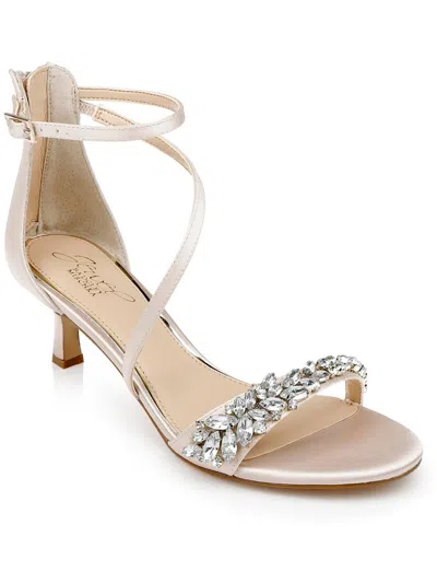 Jewel Badgley Mischka Dalezya Womens Rhinestones Slip On Heels In Silver