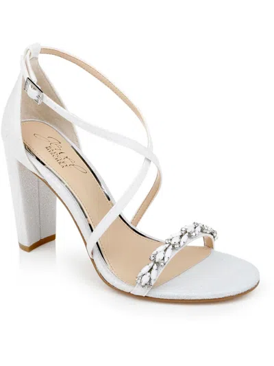 Jewel Badgley Mischka Daphne Womens Faux Leather Strappy Sandals In White