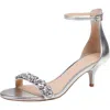 Jewel Badgley Mischka Dash Womens Padded Insole Embellished Heel Sandals In Silver