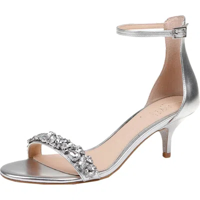 Jewel Badgley Mischka Dash Womens Padded Insole Embellished Heel Sandals In Silver