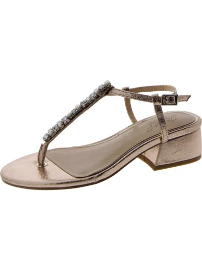 Jewel Badgley Mischka Dasha Womens Faux Leather Adjustable Block Heel In Multi