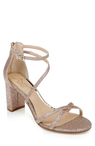 Jewel Badgley Mischka Devorah Sandal Women's 8.5 Pink Glitter Block Heel Khd1006