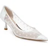 Jewel Badgley Mischka Elena Pointed Cap Toe Pump In White