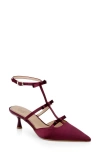 Jewel Badgley Mischka Elisabetta Ankle Strap Pointed Toe Kitten Heel Pump