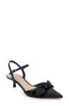 Jewel Badgley Mischka Favor Ankle Strap Pointed Toe Kitten Heel Pump In Black
