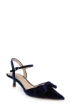 Jewel Badgley Mischka Ember Ankle Strap Pointed Toe Kitten Heel Pump In Blue