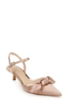 Jewel Badgley Mischka Ember Ankle Strap Pointed Toe Kitten Heel Pump In Neutral