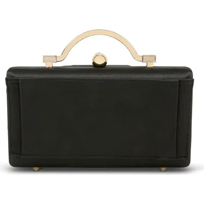 Jewel Badgley Mischka Emma Satin Minaudiere With Outer Pocket In Black