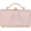 Jewel Badgley Mischka Emma Satin Minaudiere With Outer Pocket In Pink