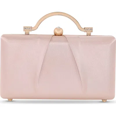 Jewel Badgley Mischka Emma Satin Minaudiere With Outer Pocket In Pink