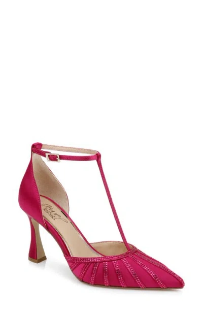 Jewel Badgley Mischka Faithlyn T-strap Pointed Toe Pump In Pink